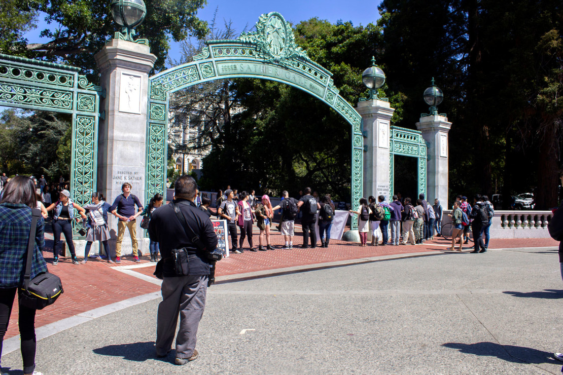 Student protest at the Sather Gate on the campus of U.C. Berkeley.